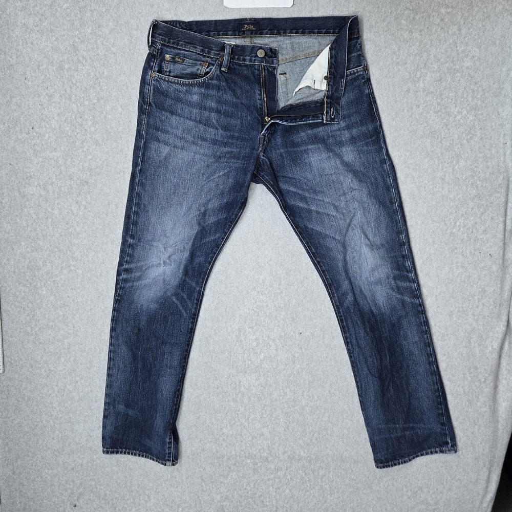 Polo Ralph Lauren Men Jeans 34X32 Blue Denim Hampton Relaxed Straight
